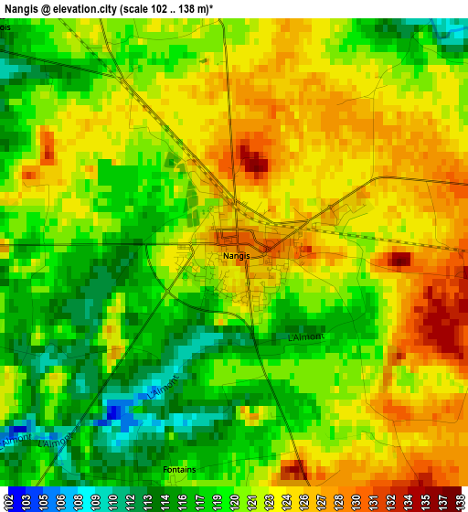 Nangis elevation map