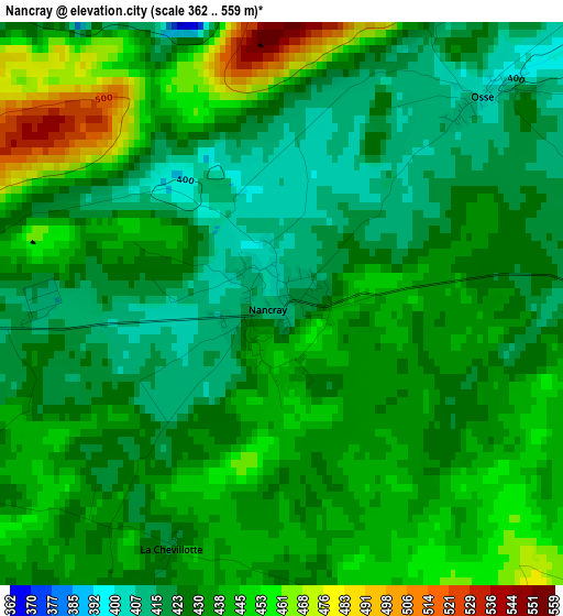 Nancray elevation map