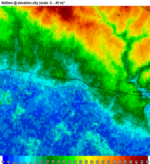 Nalliers elevation map