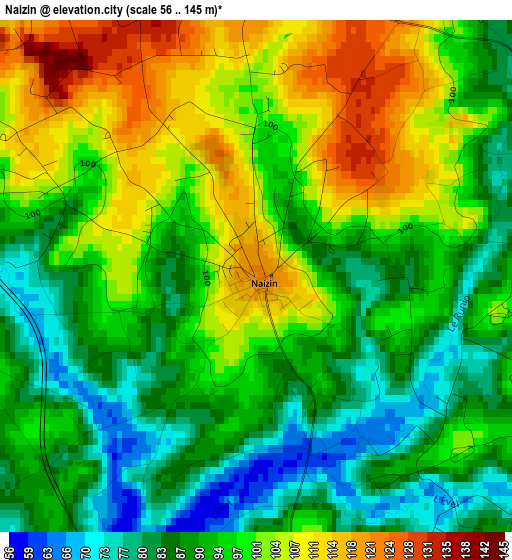 Naizin elevation map