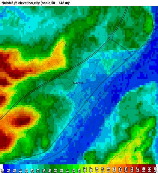 Naintré elevation map