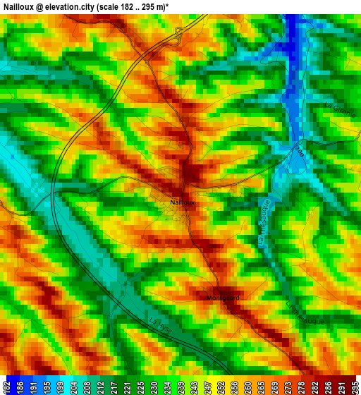 Nailloux elevation map