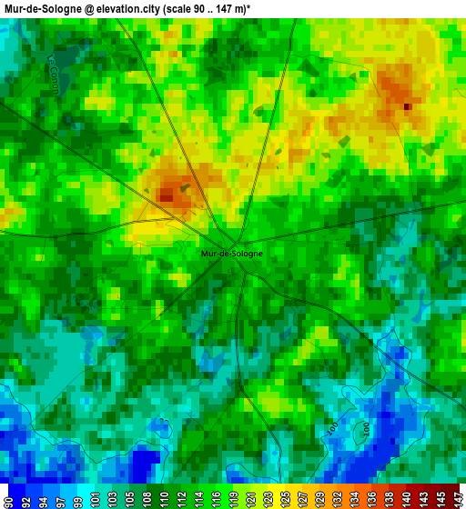 Mur-de-Sologne elevation map