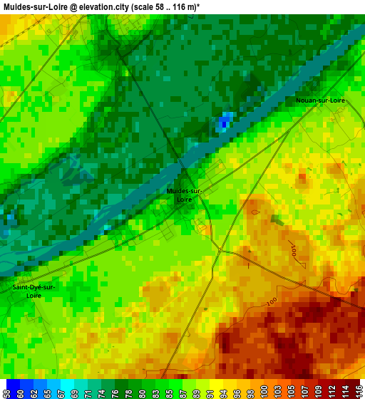 Muides-sur-Loire elevation map