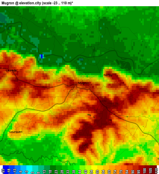 Mugron elevation map