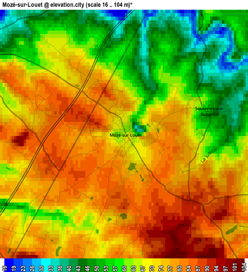 Mozé-sur-Louet elevation map