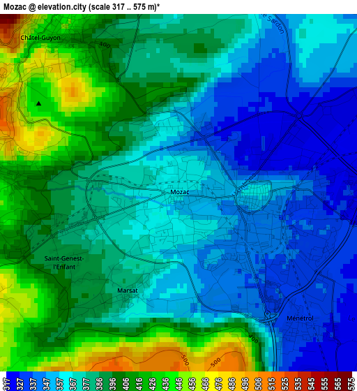 Mozac elevation map