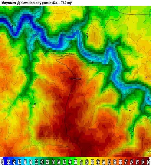 Moyrazès elevation map