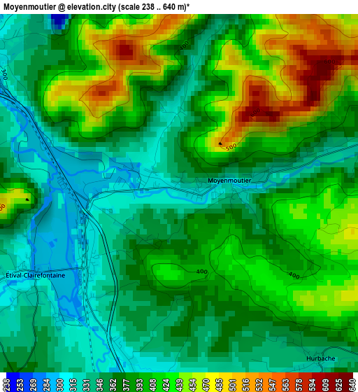 Moyenmoutier elevation map