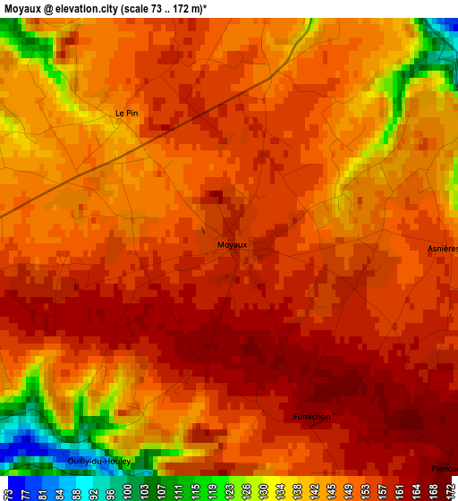 Moyaux elevation map