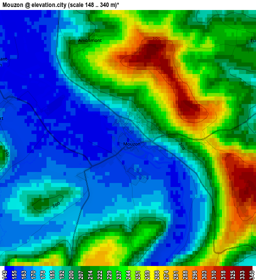 Mouzon elevation map