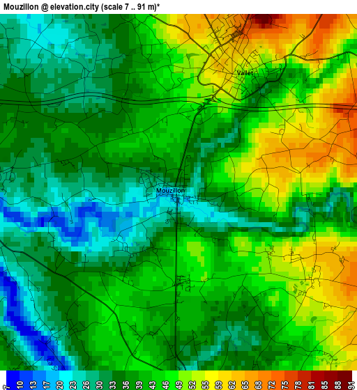 Mouzillon elevation map