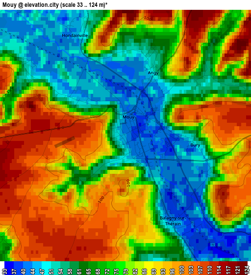 Mouy elevation map