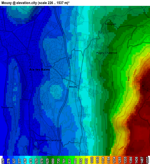 Mouxy elevation map