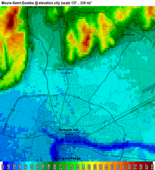 Mours-Saint-Eusèbe elevation map