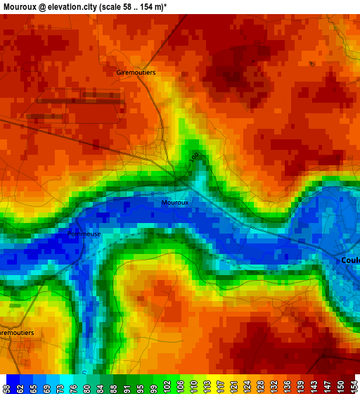 Mouroux elevation map