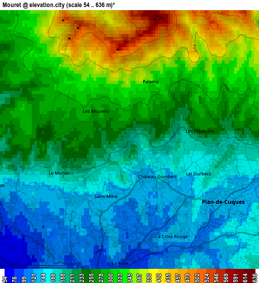 Mouret elevation map