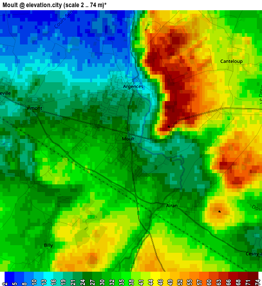 Moult elevation map