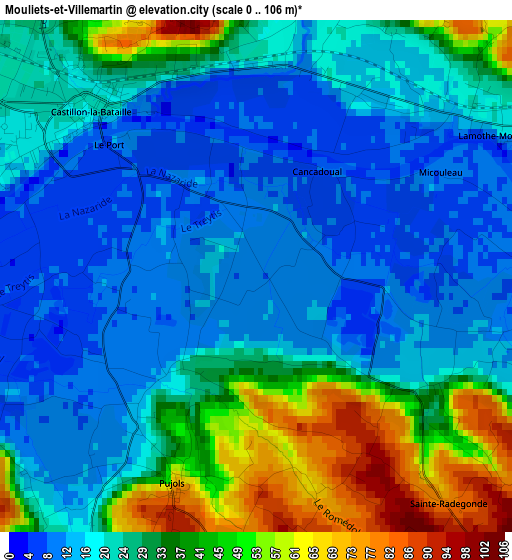 Mouliets-et-Villemartin elevation map