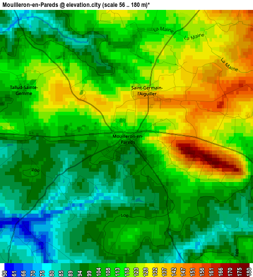 Mouilleron-en-Pareds elevation map