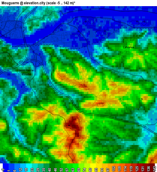 Mouguerre elevation map