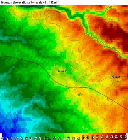 Mougon elevation map