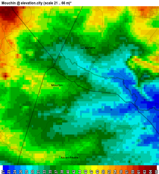 Mouchin elevation map