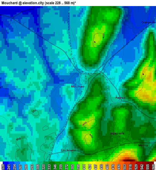 Mouchard elevation map