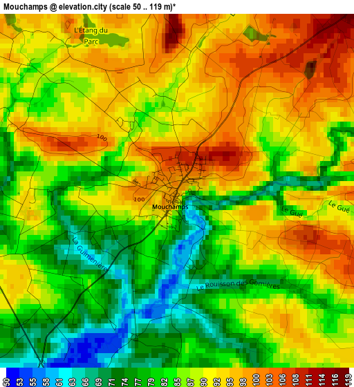 Mouchamps elevation map