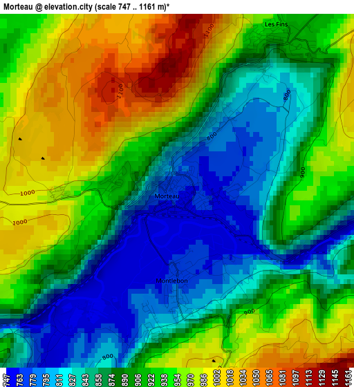 Morteau elevation map