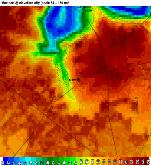 Mortcerf elevation map