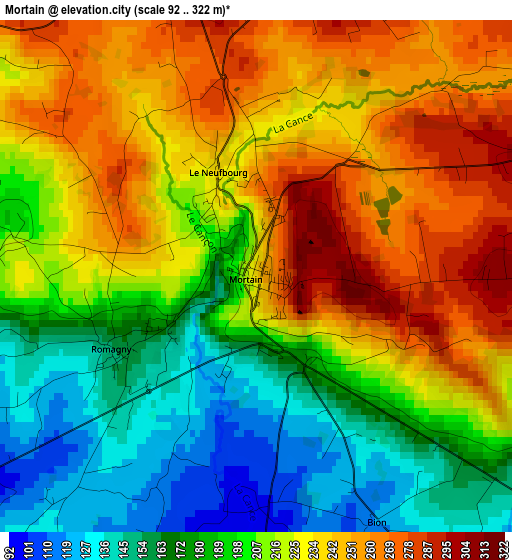 Mortain elevation map