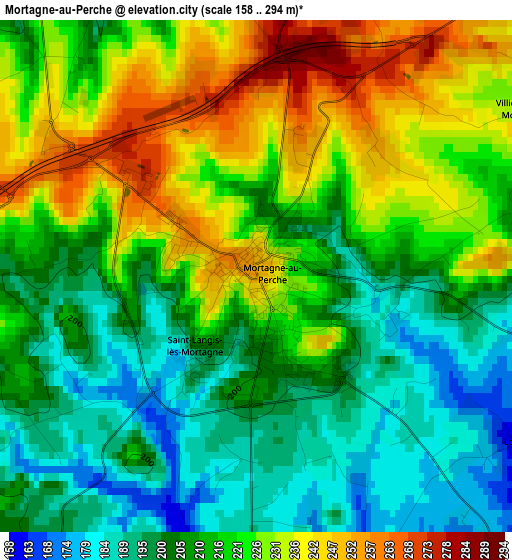 Mortagne-au-Perche elevation map