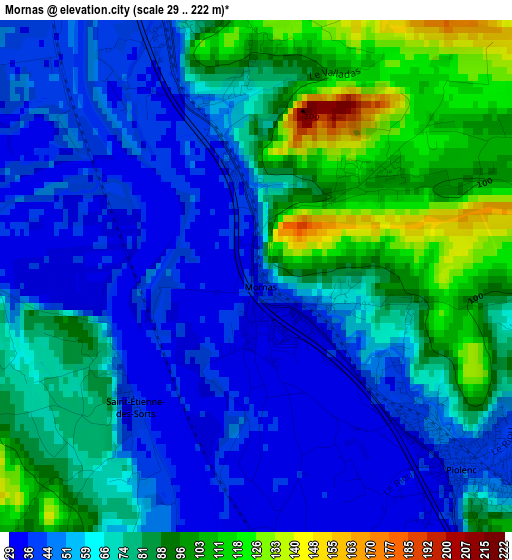 Mornas elevation map