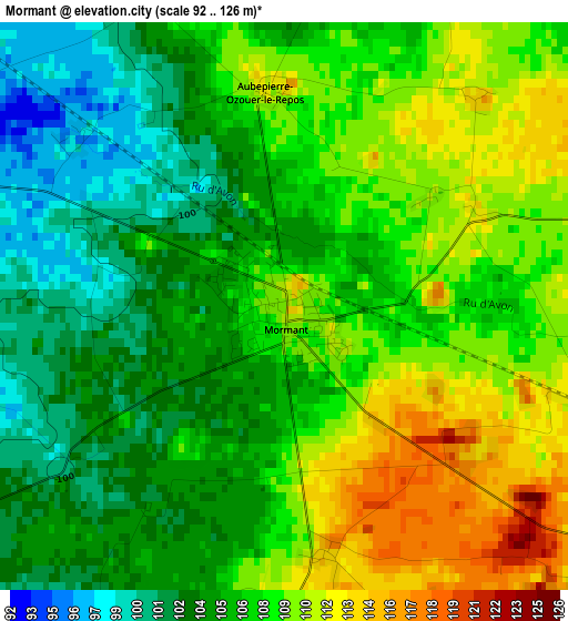 Mormant elevation map