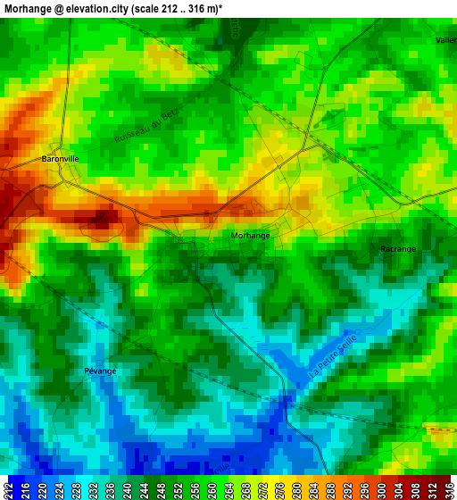 Morhange elevation map