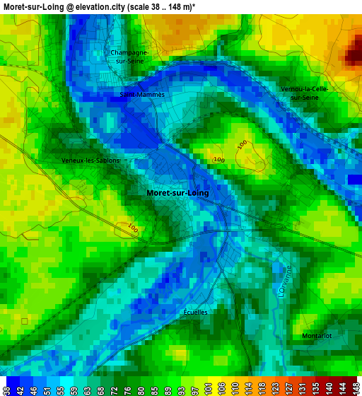 Moret-sur-Loing elevation map