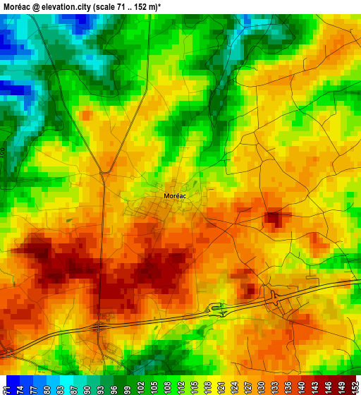 Moréac elevation map