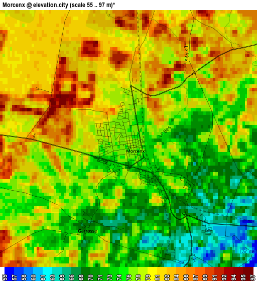 Morcenx elevation map