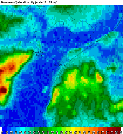 Morannes elevation map