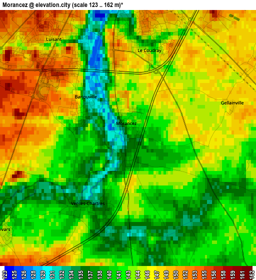 Morancez elevation map