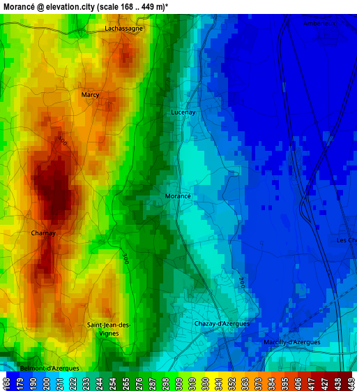 Morancé elevation map