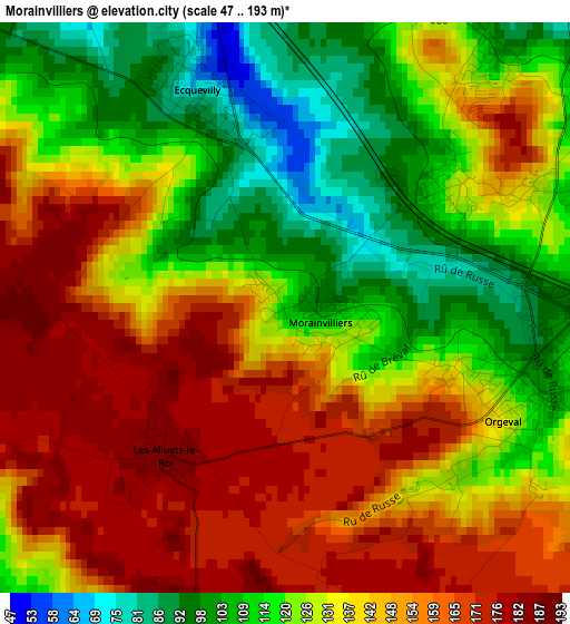 Morainvilliers elevation map