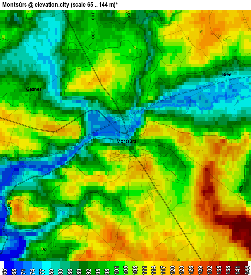 Montsûrs elevation map