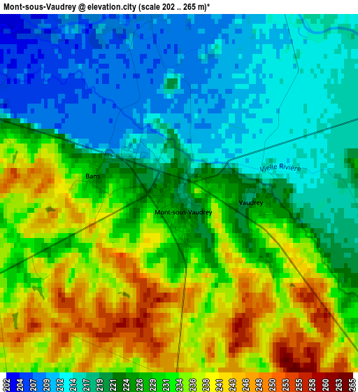 Mont-sous-Vaudrey elevation map