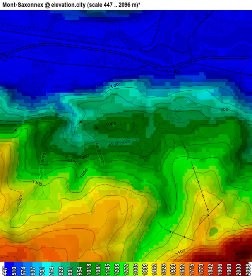 Mont-Saxonnex elevation map