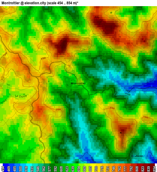 Montrottier elevation map