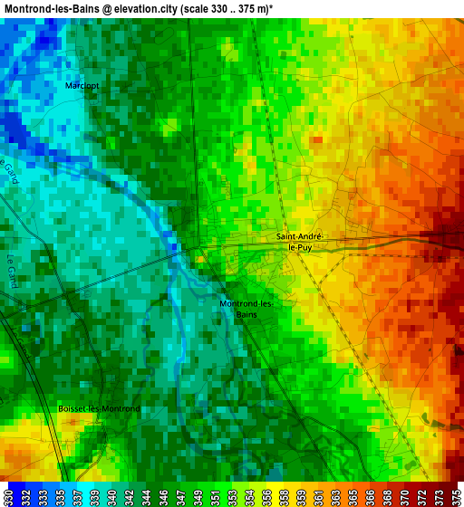 Montrond-les-Bains elevation map