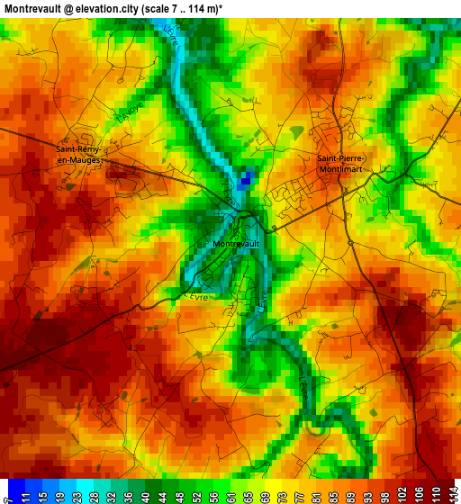 Montrevault elevation map