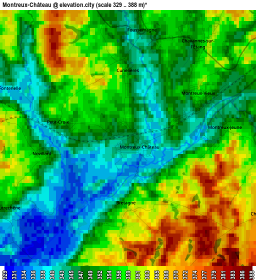 Montreux-Château elevation map